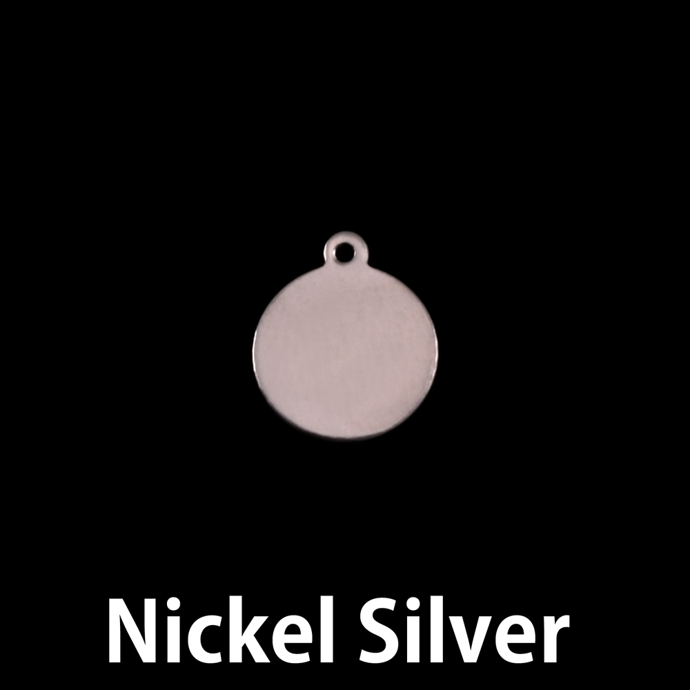 Metal Stamping Blanks Nickel Silver Round, Disc, Circle with Top Loop, 9.5mm (.37"), 24g
